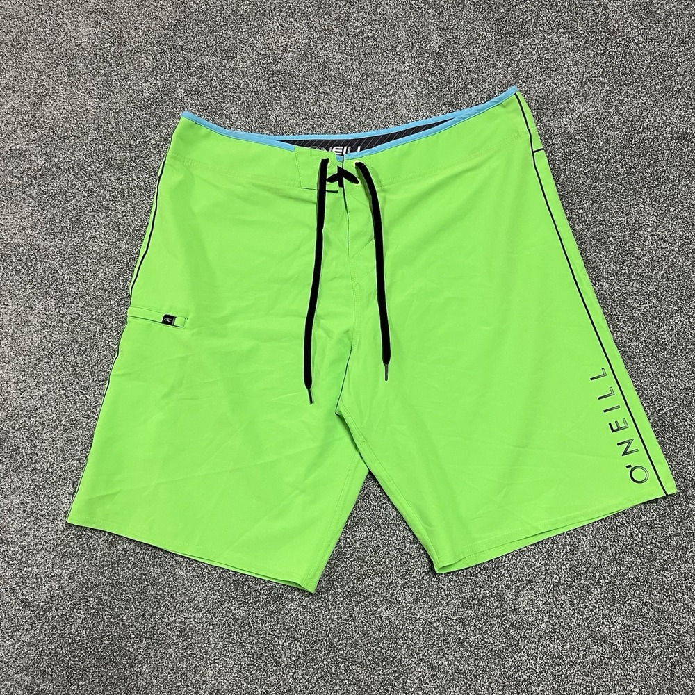 O’Neill Hyperfreak Board Shorts Men’s Size 38 Neon Green Surf Swim Trunks